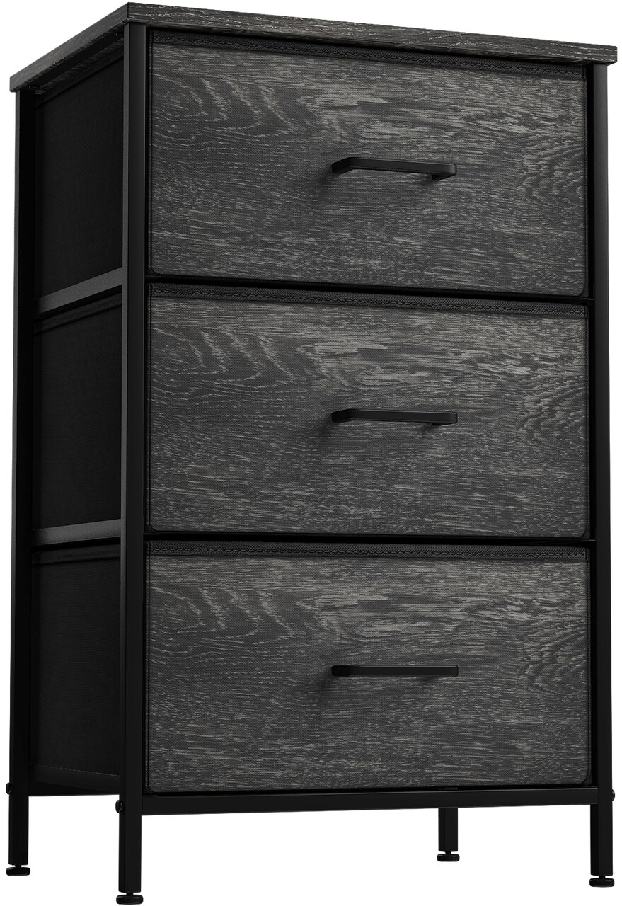 Sorbus Dresser with 3 Drawers - Bedside Furniture & Accent End Table Chest for Home, Bedroom Accessories, Office, College Dorm, Steel Frame, Wood Top, Fabric Drawers